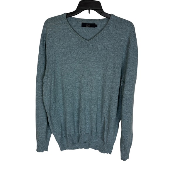 J Crew Mens V Neck Sweater Light Blue‎ Cotton Size Large - Picture 2 of 7